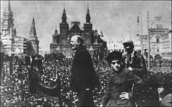 V.I. Lenin addresses a crowd